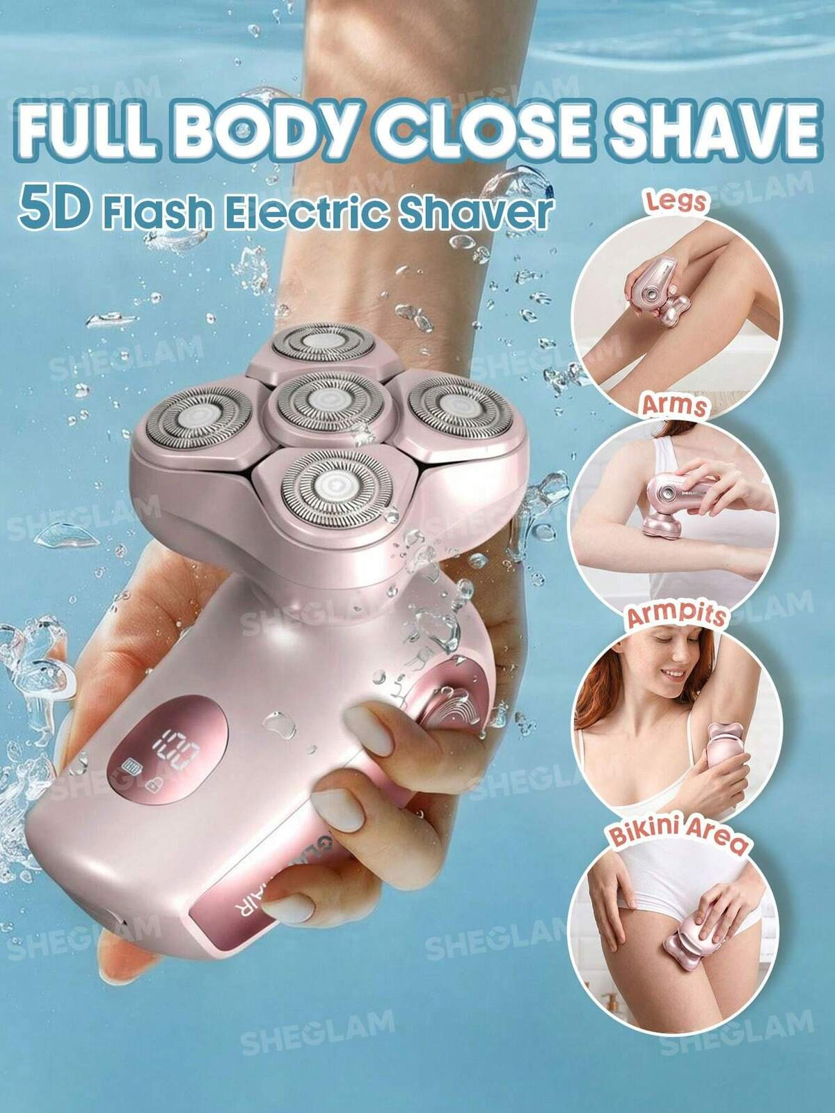 شیور صورت و بدن شیگلم ۵ تیغ فول بادی مدل 5D Flash Electric Shaver اورجینال