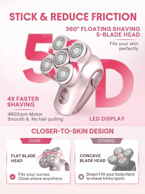 شیور صورت و بدن شیگلم ۵ تیغ فول بادی مدل 5D Flash Electric Shaver اورجینال