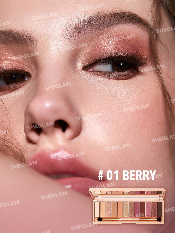 پالت سایه 12 رنگ شیگلم همراه با براش مدل Berry Palette