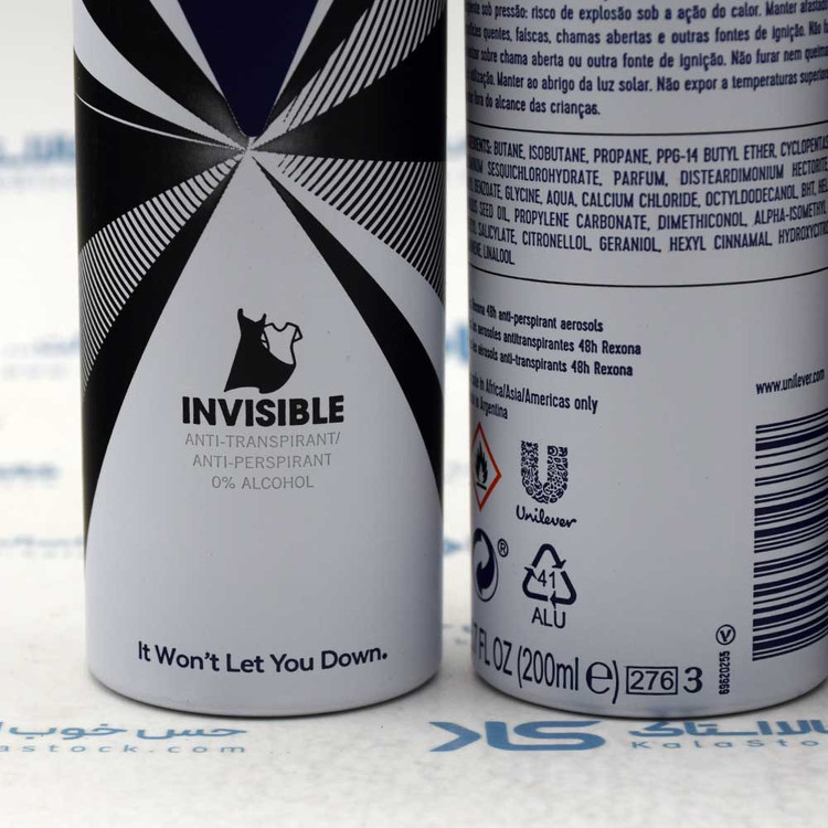 اسپری بدن ضد تعریق زنانه رکسونا REXONA اصل آرژانتین مدل Invisible حجم 200 میلی لیتر