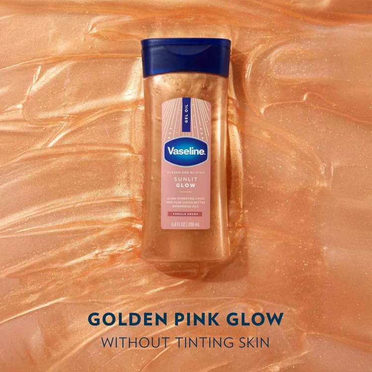 روغن بدن شاین دار وازلین SUNLIT GLOW رایحه Vanilla cocoa