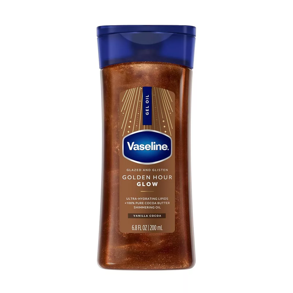 روغن بدن شاین دار وازلین GOLDEN HOUR GLOW رایحه Vanilla cocoa