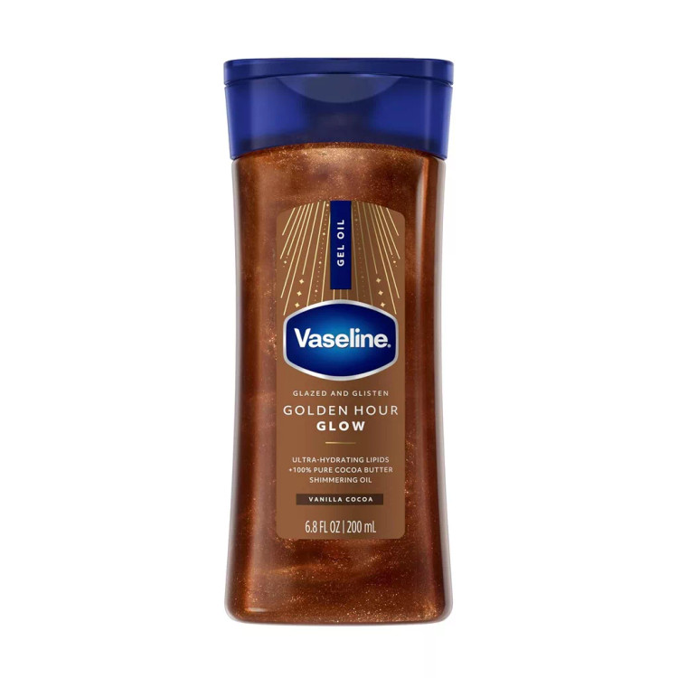 روغن بدن شاین دار وازلین GOLDEN HOUR GLOW رایحه Vanilla cocoa