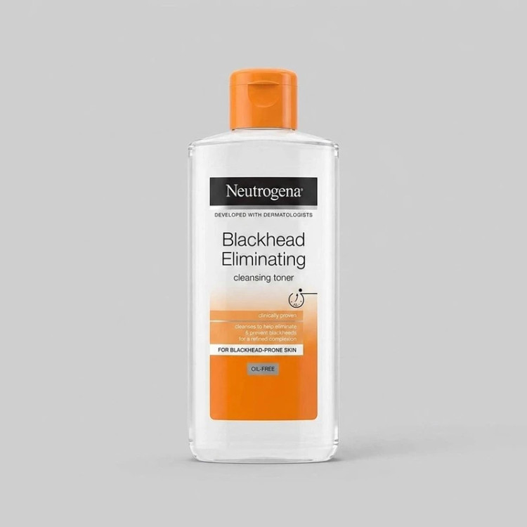 تونر پاک کننده صورت نوتروژینا مدل Blackhead Eliminating حجم 200 میلیلیتر از بین برنده جوشهای سر سیاه و پاککننده عمیق منافذ پوست