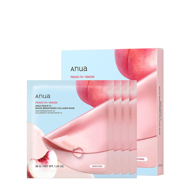 ماسک ورقه ای هلو و نیاسینامید کلاژن دار آنوا Anua روشن کننده و ضد لک